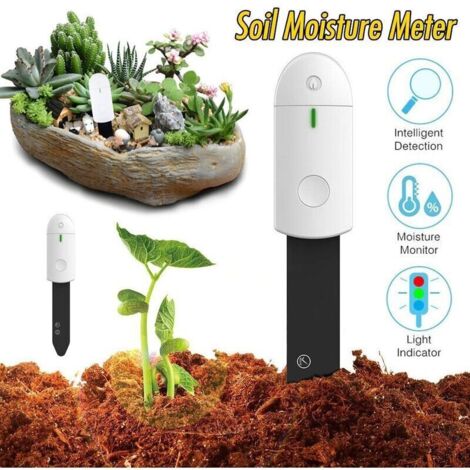 Capteur Testeur de Sol, Humidité Plante Meter Sol, Intelligente Hygrometre Plante, Surveillance Automatique du Niveau D'humidité/Lumière/Fertilité/Température