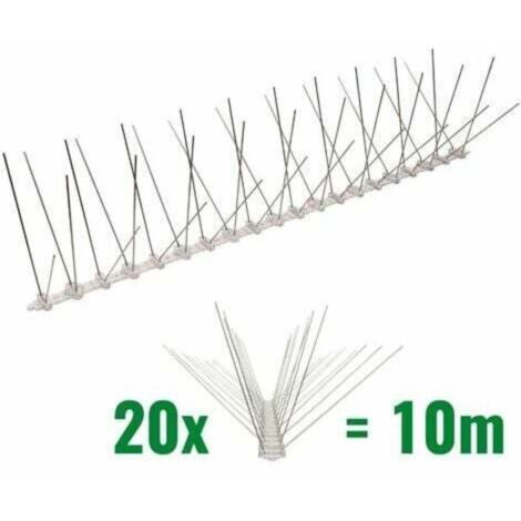 10 mètre pics anti pigeons 4 rangées en polycarbonate - solution de qualité pour contrôle des oiseaux