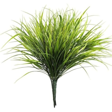 6 Pcs Arbustes en Plastique Artificiels 37cm Verts Plantes Artificielles Faux Herbe de Blé Plantes pour Le Jardin Extérieur de La Table Principale de La Cuisine de Bureau Décor (1/4)