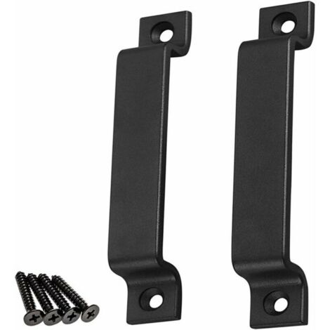 Poignée de porte de grange, 2 poignées de porte de grange pour porte en bois, pour portail/abri de jardin, armoires de cuisine, poignées de porte, placard, tiroir, meubles de chambre à coucher, noir (1/4)