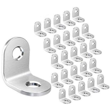 Équerres de Fixation 50 Pcs Équerre Angle en Acier Inoxydable 90 Degrés Angle Droit Coin Support - 20mm x 20mm x 16mm L en Forme de Meubles Fixation Corner Brace Joint Coin Connecteur