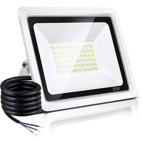 50W Projecteur LED Extérieur, IP66 étanche Spot LED Extérieur 6500K, Super Lumineux 10000LM Blanc LED Projecteur d'extérieur pour jardin, garage, terrain de sport