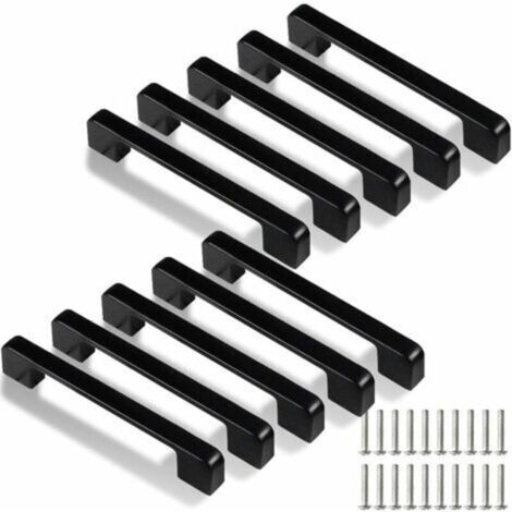 128mm Poignée de Cuisine,10 Pcs Noir Poignées de Armoire Cuisine pour Porte,Tiroir,Armoires(avec Vis) (1/4)