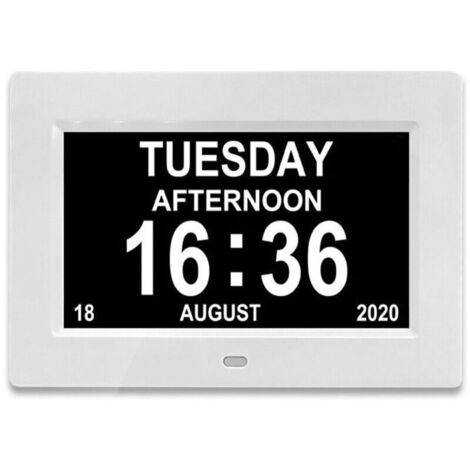 Horloge calendrier numérique One Piece 7 pouces avec date et heure, horloge Alzheimer pour parents, rappel de médicaments pour grands-parents et enfants - Blanc (1/4)
