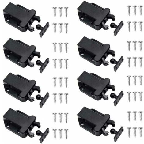 8 Pièces Loquets à Libération Tactile Loqueteau Pousse Lache Loquets de Porte Non Magnétiques pour Placard Meubles Porte Armoire Loquet Tactile Noir 68X42.2X17mm——