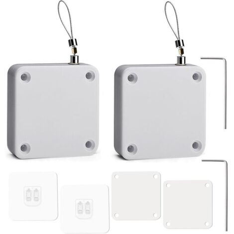Ferme-Porte Automatique, 2 Pièces Capteur Automatique sans Trou, Ferme-Porte Automatique Avec Capteurs Avec Cordon de Serrage, Sans Perforation Pour chambre à coucher Blanc