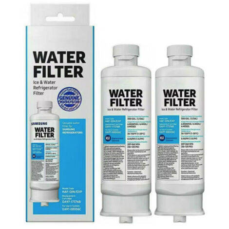 Genuine Filter for Refrigerator Water and Ice, Carbon Block Filtration for Clean, Clear Drinking Water, 6-Month Life,HAF-CIN/EXP,DA97-17376B,DA97-08006C,2 Pack (1/3)