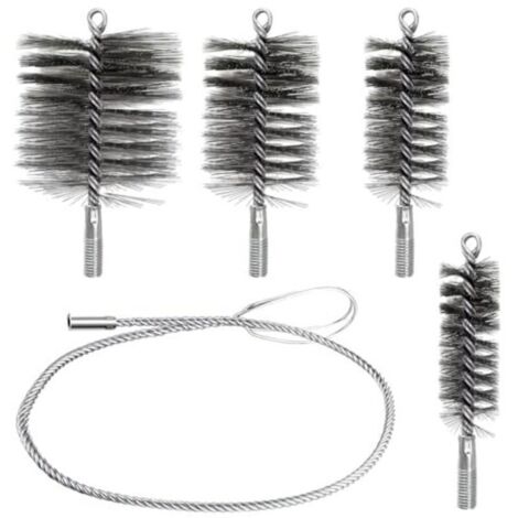 Ensemble de 4 brosses de cheminée, poils résistants, grande facilité d'utilisation, brosse pour le nettoyage des conduits de poêle et l'élimination de la rouille, brosse de nettoyage pour conduits de