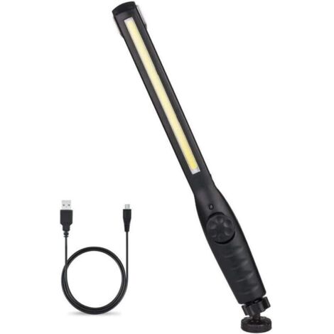 Lampe de Travail USB Rechargeable Lampe d'inspection COB Lampe de Poche avec Base d'Aimant et Crochet à Suspendre pour Bricolage, Maison, Travail, Promenade, Pêche, Randonnée, Camping (1/4)