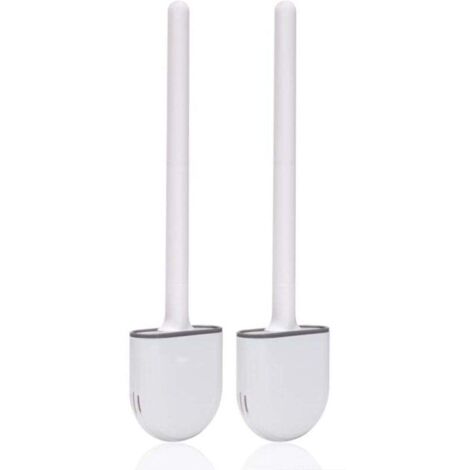 Brosse Toilette Silicone,(2 pièces) Brosse Toilettes WC,Brosse WC Silicone et SupportsAvec des Poils Doux et Une Poignée Antidérapante Brosse Toilette Silicone Nettoyage Rapides Brosse WC Suspe