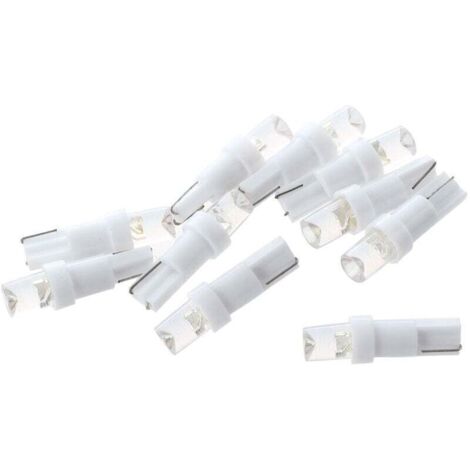 10 Ampoules LED T5 Wedge 12V Blanc Intérieur Voiture Tableau de Bord 1.2W