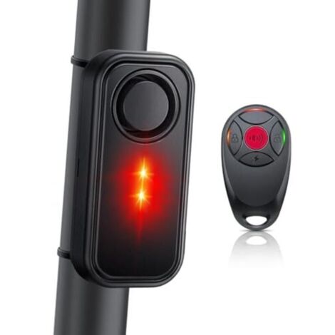 Alarme vélo 113 dB avec voyant d'avertissement, antivol sans fil, vibration, étanche, pour trottinette électrique, avec télécommande