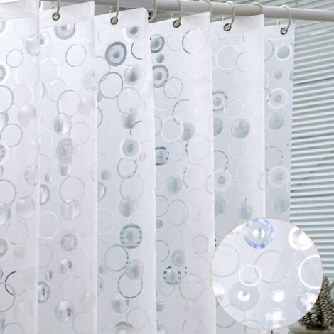 Doublure de rideau de douche en EVA pour salle de bain, 182,9 x 182,9 cm, bulle givrée 3D, doublure de rideau de douche imperméable et robuste, rideaux de douche en plastique épais, 12 crochets