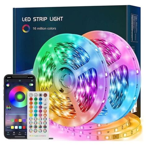 Bande LED, bande LED RVB 10 m, guirlande lumineuse LED avec télécommande et application, synchronisation musicale, minuterie et changement de couleur variable, bande LED pour chambre, (1/4)