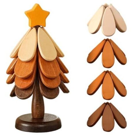 Ensemble de dessous de plat en bois pour décorations de sapin, nouveau dessous de plat pliable pour sapin de Noël, dessous de plat en bois 3/4 + 1 support, accessoire de cuisine pour casseroles, poêle (1/4)