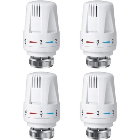 Tête de thermostat Thermostat 4 pièces M 30 x 1,5 Tête de rechange pour vanne de radiateur avec réglage antigel (1/4)
