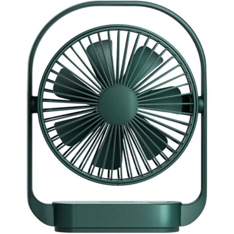 Ventilateur de bureau USB 2000 mAh rechargeable, 4 vitesses, avec éclairage LED,vert foncé