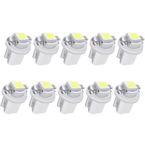 10pcs LED T5 Balnc Ampoules LED B8.5 Tableau de Bord Ampoules 1-5050-SMD pour Voiture Tableau de Bord Compteur de Vitesse Instrument Gauge Cluster Voyant (1/4)