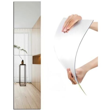 Autocollants miroir acrylique pour murs, 35 x 35 cm, miroirs muraux incassables, miroirs adhésifs, maquillage, maison, entraînement, salle de sport, couloir, carrelage
