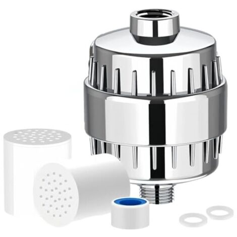 Filtre de douche à 36 étapes avec 2 cartouches filtrantes - Filtre de douche pour éliminer le fluorure, le chlore et les métaux lourds avec de la vitamine C pour l'eau dure, réduit les impuretés (Filt
