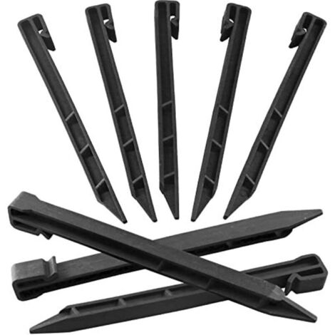 30 PCS Landscape Edging Garden Stakes, 10 inch Black Landscaping Anchoring Spikes Heavy Duty Plastic Garden Ground Netting Stakes for Edging, Terrace & Garden