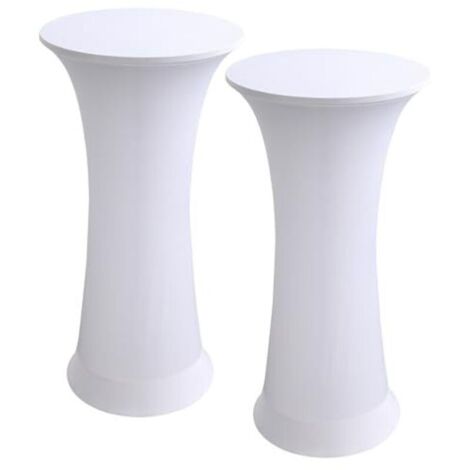 Lot de 2 nappes extensibles pour tables rondes, mariages, banquets, anniversaires, fêtes (blanc, lot de 2 - Ø 60-65 cm)
