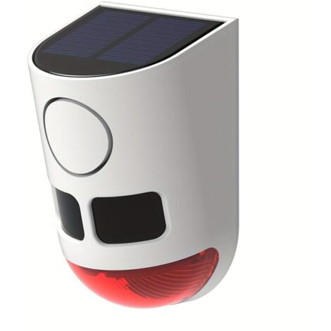 Alarme Solaire Extérieure avec Détecteur de Mouvement – Sirène de Sécurité 129dB, Flash LED Rouge, Batterie Lithium Intégrée