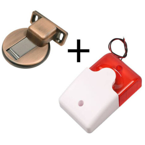 Sirène d'alarme sonore et lumineuse 220V, klaxon d'alarme anti-cambriolage à décibel élevé avec lumière clignotante LED pour magasin à domicile + 1 bouchon de porte