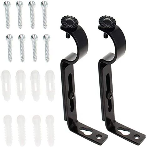 2 pièces cintres de cadre télescopique pour tringles à rideaux, supports pour supports de tringle à rideaux, tringles à rideaux, support noir pour tringles à rideaux, supports de rideaux, métal