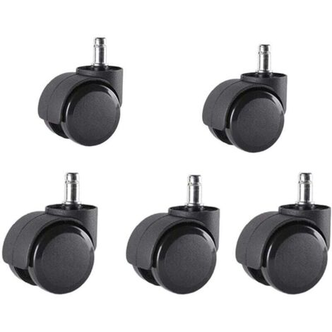Jeu de 5 Roulettes de chaises de bureau 10 mm x 22 mm - - Roulettes pour sols durs jusqu'à 175 kg - - Roues pour chaises pivotantes - - Installation facile sans outils