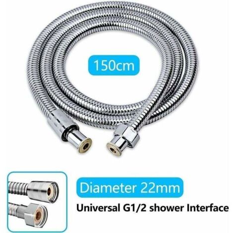 Douche 150CM, Acier Inoxidable Anti-Torsion Anti-Explosion Anti-Fuite Anti-Corrosion Tuyau Douche, avec Connexion Universelle G 1/2 (1/3)