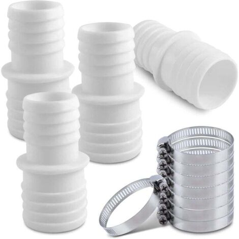 4Pcs Raccord pour Tuyau Piscine, Raccord de Tuyau avec Colliers de Serrage, 32 mm vers 38 mm Adaptateur Raccord Piscine, Adaptateur de Tuyau de Piscine, Adaptateurs de Tuyau