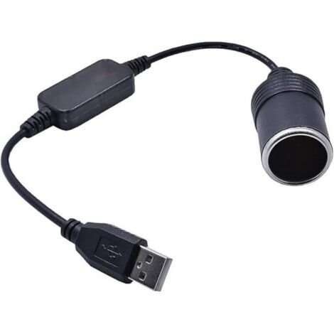Convertisseur USB A mâle 5 V vers prise allume-cigare femelle 12 V pour enregistreur de conduite, GPS (moins de 8 W), 35 cm (1/3)