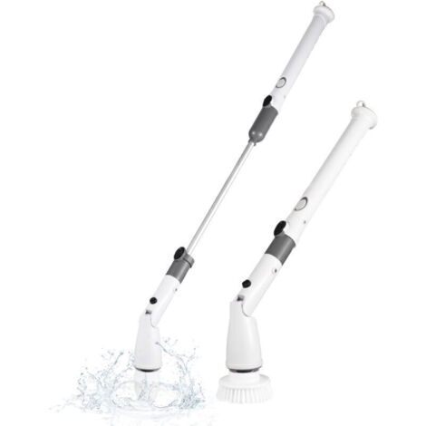 Brosse de nettoyage à main sans fil électrique 7 en 1 avec poignée d'extension réglable, 6 têtes de brosse, batterie 1200 mAh pour cuisine, salle de bain, mur, fenêtre, sol (1/3)