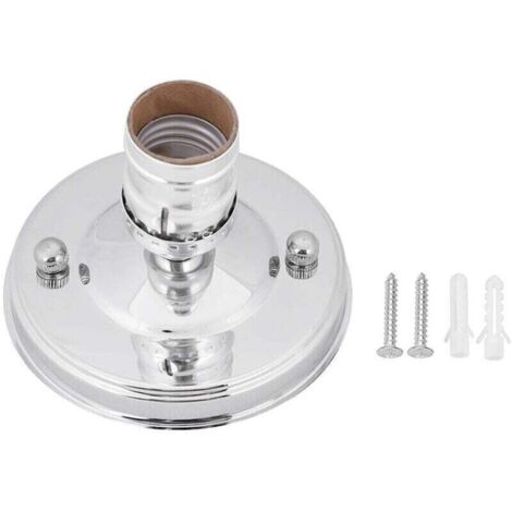Fdit E27 Socket Adaptateur E26 / E27 Vintage Industriel Plafond Mur Lumière Base Support de base de plafonnier Titulaire Pendentif Ampoule Lampe Vis Socket(Silver) (1/3)