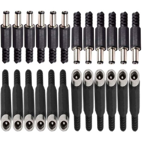 12 Pcs connecteurs DC Montage Panneau Prise 2,1mm x 5,5 mm/2,5mm x 5,5 mm,12 Prise connecteur Femelle 5,5 mm x 2,5 mm /2,1mm x 5,5 mm