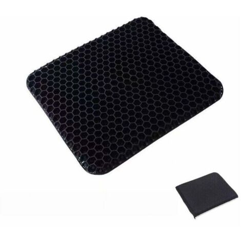 Coussin de Siège en Gel, Coussin de Gel Respirant avec Housse Antidérapant pour re/Bureau/Fauteuil Roulant-Noir