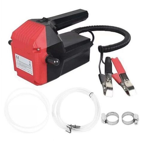 Pompe vidange huile moteur, 12V pompe essence, pompe electrique gasoil à huile résistantes à la corrosion, pour re, bateau, moto, comprend des instructions et des chiffons d'huile (Rouge) (1/4)