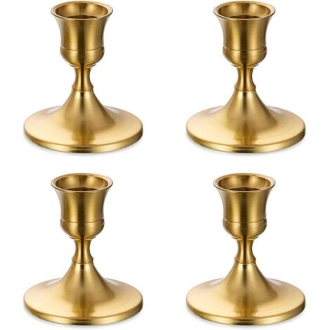 Petite Chandelier Bougeoir Doré - Lot de 4 Bougeoirs Mariage Métal Décoratifs pour Bougies Chandelles Piliers Noel Decoration Maison L’Avent Centre de Table Moderne