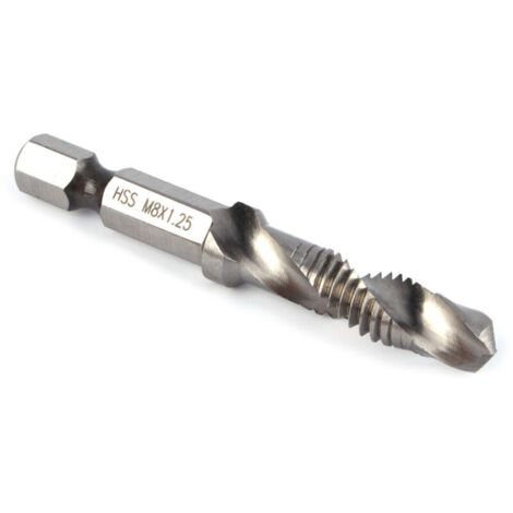 Foret Taraud M8 HSS, Taraud Mèche M8, Taraud pour Filetage 1/4" Forêt Taraudeur M8, Forets à Tige Hexagonale Forets Combinés et Outils à Main pour Forets à Bois, Métal Tendre, Aluminium, Fer (1/4)