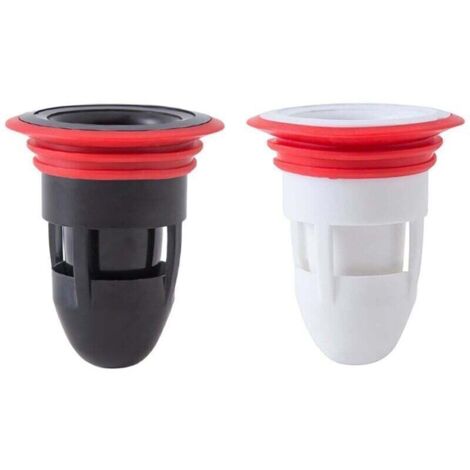 Lot de 2 bouchons anti-refoulement de sol de douche, valve de vidange unidirectionnelle anti-odeur pour cuisine et salle de bain (blanc et noir) (1/4)