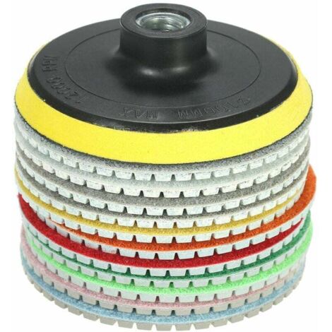 Disque diamant pour meuleuse 11 pièces 4 pouces diamant tampons de polissage humides disque de meulage + 1 tampon de support pour granit marbre pierre carreaux de céramique béton,
