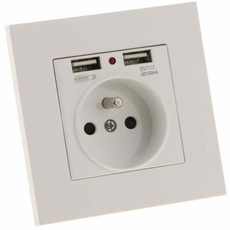 Prise murale Sharplace, prise murale, double USB 5V/2100mA, prise USB 2 ports pratique et facile à gérer (1/4)
