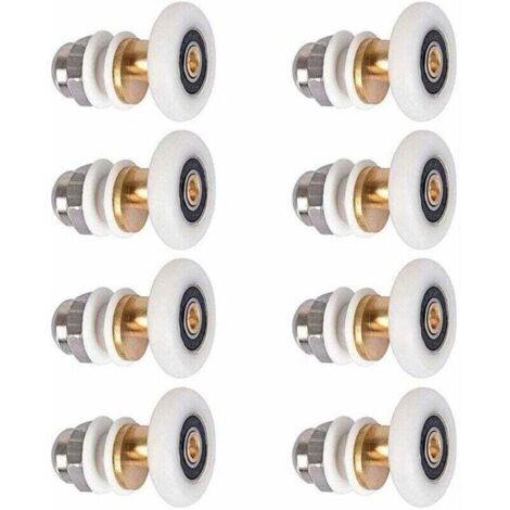 8 pièces 25mm Porte de Douche - Rouleau Roulette Roue pour Porte de Douche Roulettes Coulissantes Porte Roue de Remplacement pour Rouleau