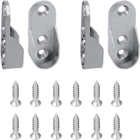 Lot de 4 supports ovales pour tringle à vêtements, support en alliage de zinc, support pour tringle ovale de 45 × 19,5 mm (3 trous de fixation) (1/4)