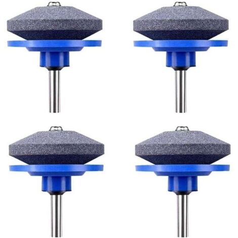 Affûteuse de Tondeuse à Gazon,4 PCS Universel Tondeuse À Gazon Affûteuse De Lame Rotative Meuleuse De Jardin Pierre De Roue pour Perceuse Électrique Perceuse À Main Kit De Réparation
