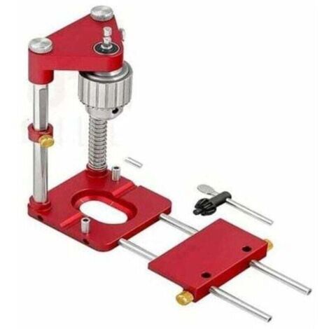 Localisateur de perceuse Guide de gabarit de perçage portable Positionneur de perforation precis Outil de travail du bois en acier pour charpentier, modele: Rouge