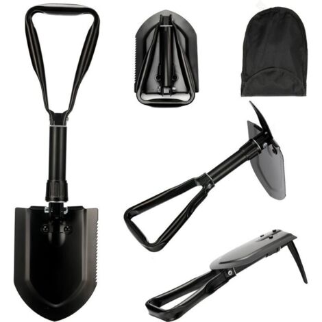Pelle multifonctionnelle pliable de 58 cm, sac de transport avec ceinture en acier au carbone haute résistance ultra-stable, combinaison de pelle de camping pliable, adaptée à la randonnée et à la cha