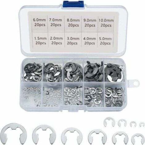 E Clip Anneau 304 Inox Circlips Exterieur Assortiment De Circlips 1.5/2/3/4/5/6/7/8/9/10Mm Divers Usages 200Pcs (1/4)