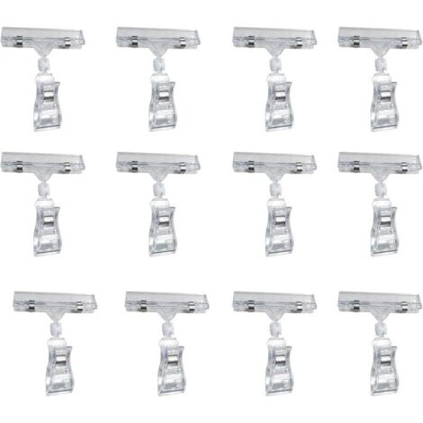 Clip De Signe De Marchandise Plastique Signe Clips Clair Pince éTiquette Porte-éTiquette De Prix Pince Rotatif Titulaire Présentoir 12 Pièce Clips pour pourles Magasins de Supermarchés Commerce